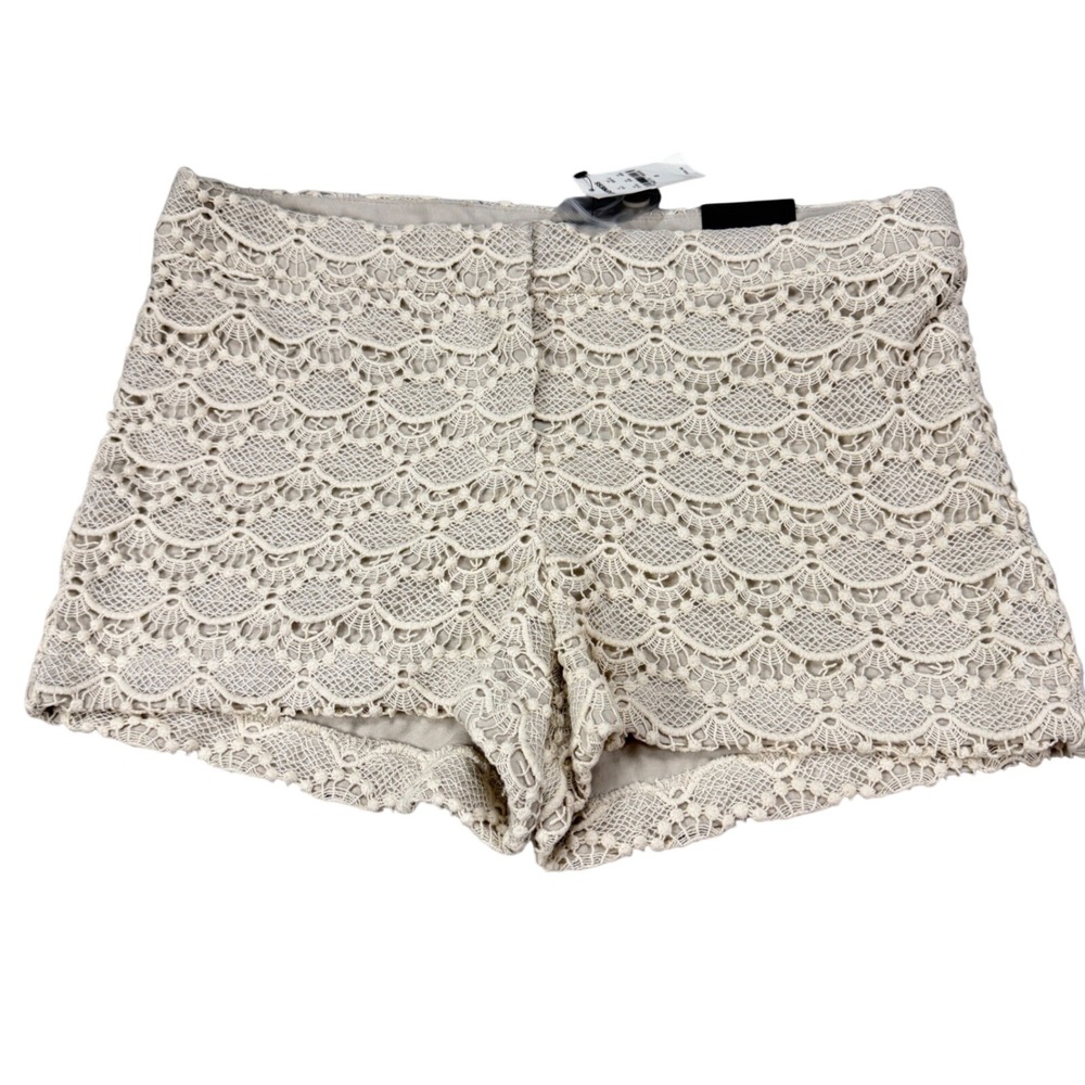 Express‎ Womens Cream Scalloped Crochet Lace Lined Shorts Size 8 MSRP $69